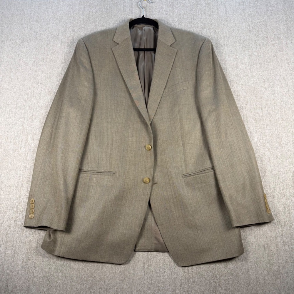 Lauren Ralph Lauren Blazer Mens 42L Tan Silk Wool Herringbone Jacket